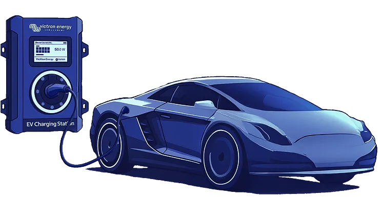 Sports car connected to charging station
